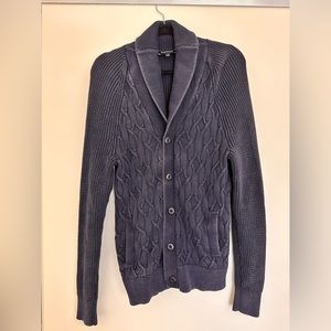 Garment Dyed Shawl Navy Blue Cardigan